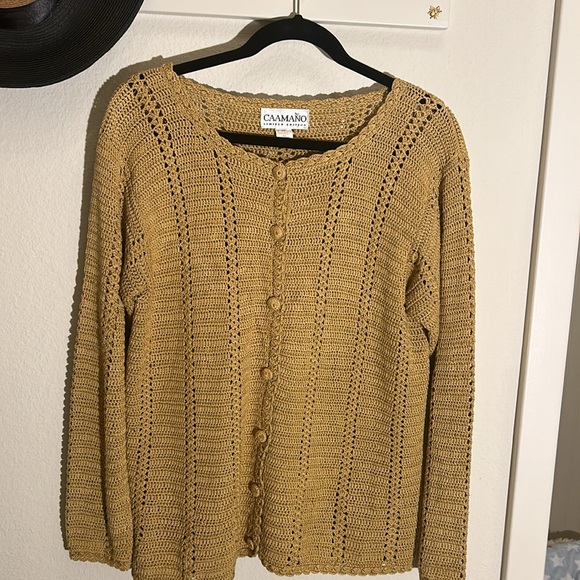 CAAMANO HAND KNIT Peruvian Cardigan Sweater Size M - Picture 3 of 9